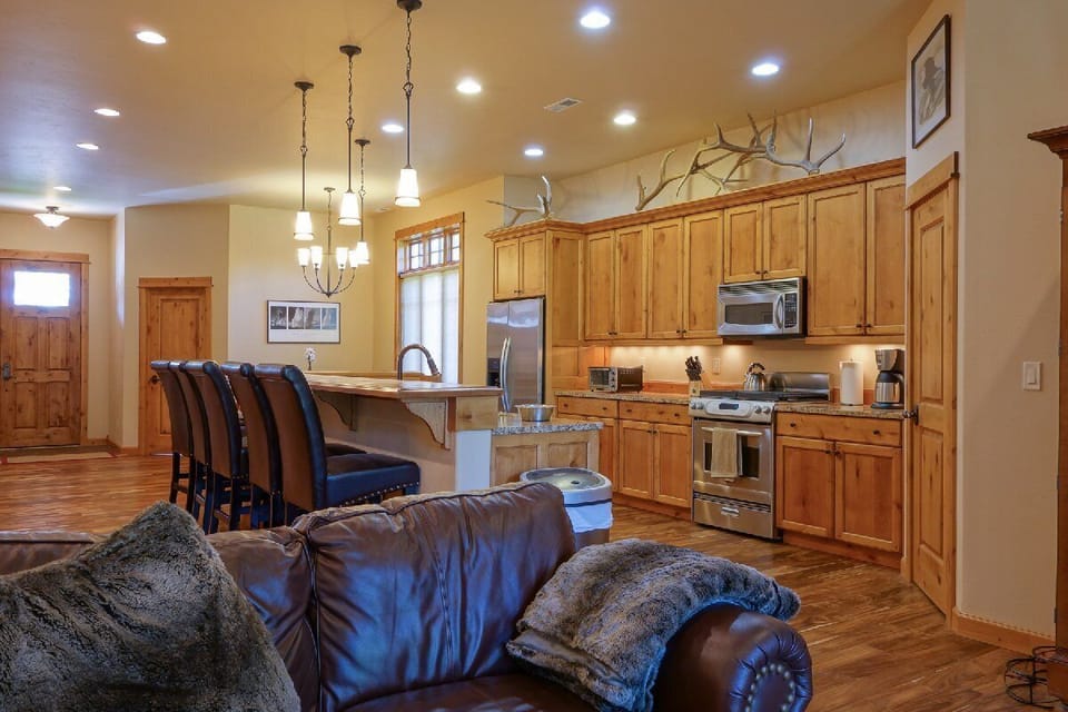 View of the kitchen from the living room.