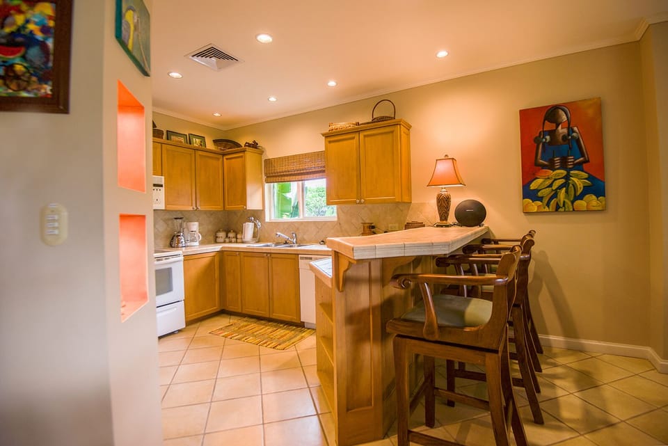Side-angle view highlighting the kitchen design