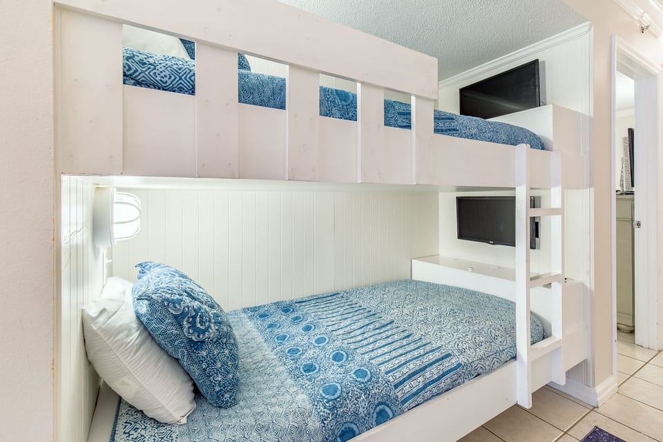 Each bunkmate has a flat screen TV