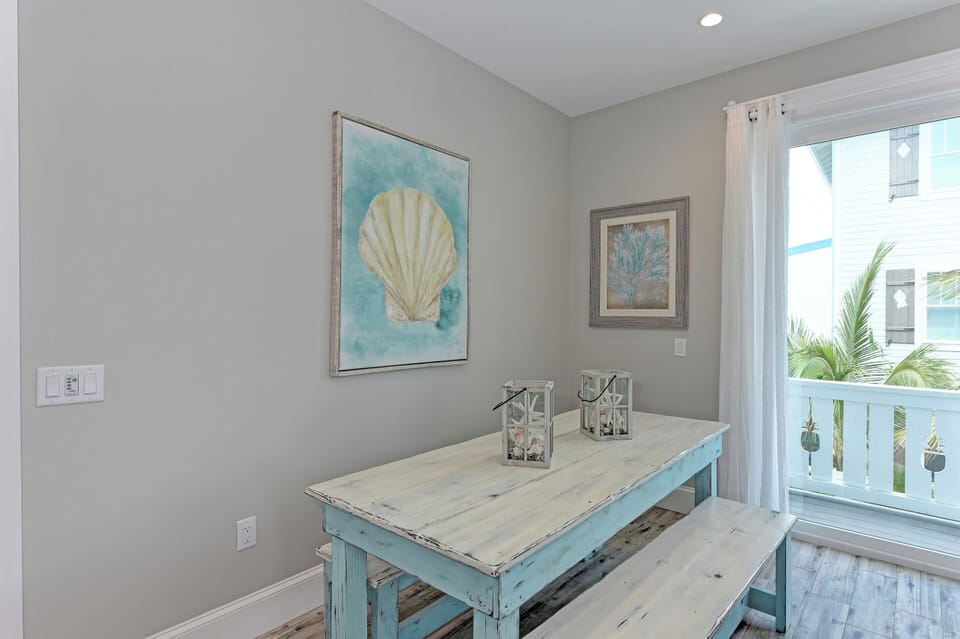 Dining table with bench seating