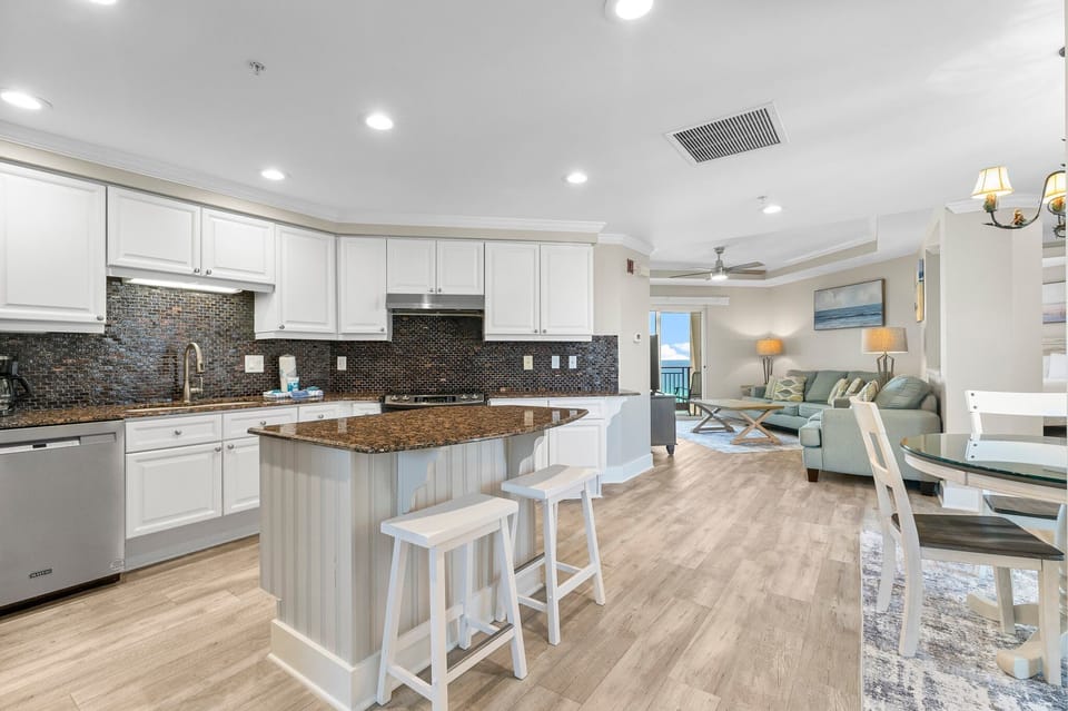 Open Concept Living, Dining & Kitchen