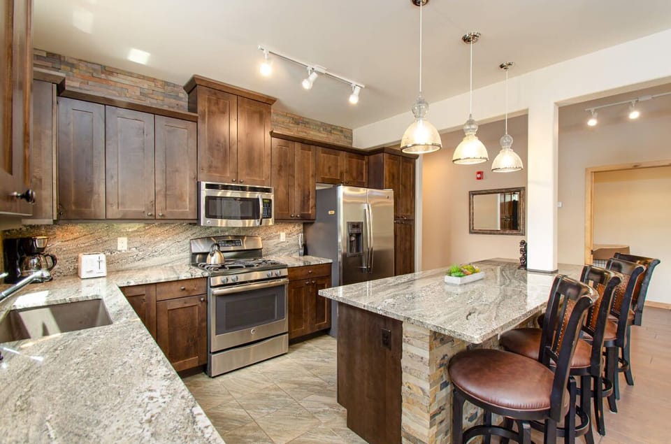 A well designed modern kitchen with Stainless appliances