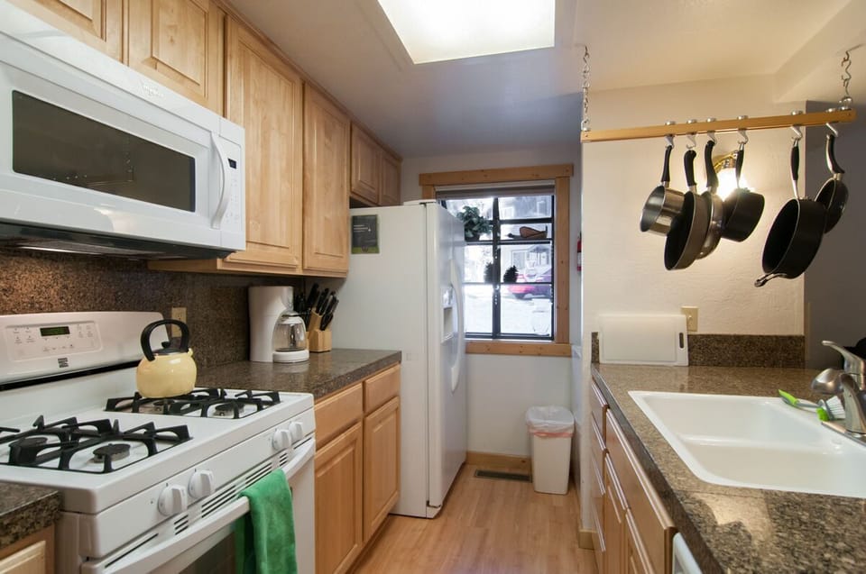 Nicely up dated kitchen with gas range, granite counters