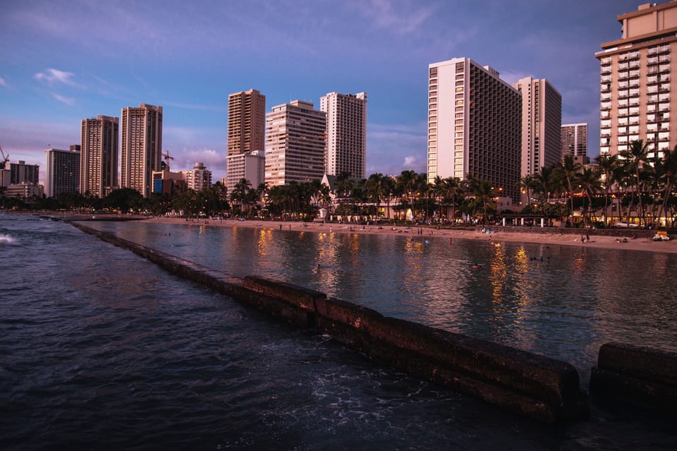 Stroll along the Beautiful Pier at Waikiki for a Sunset View