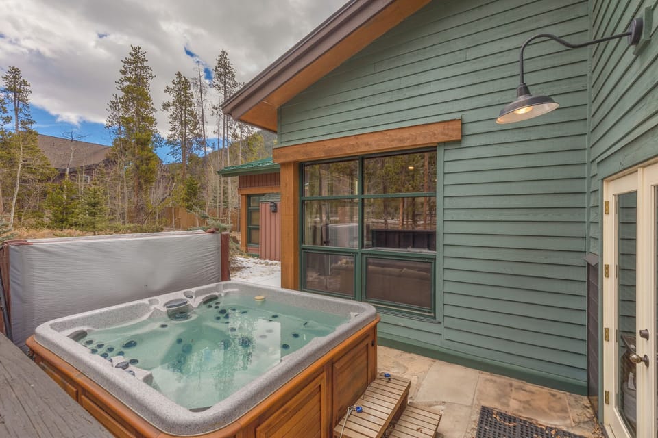 Soak away stress in your private hot tub surrounded by towering pines and mountain air.