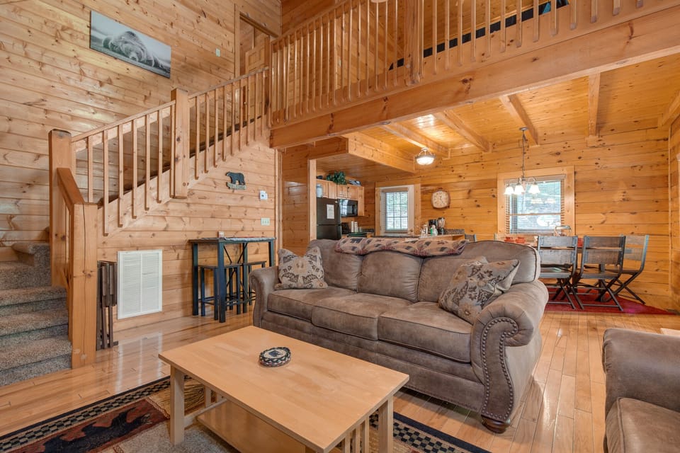 Open Concept Living w. Sleeper Sofa, Smart TV + Fireplace