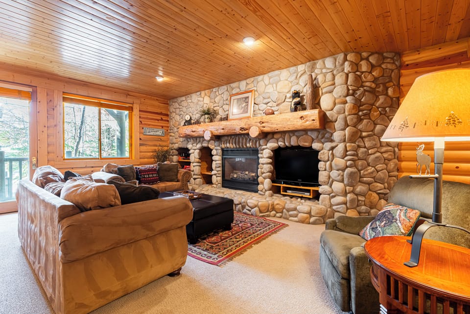 Comfortable Living Room with gas fireplace