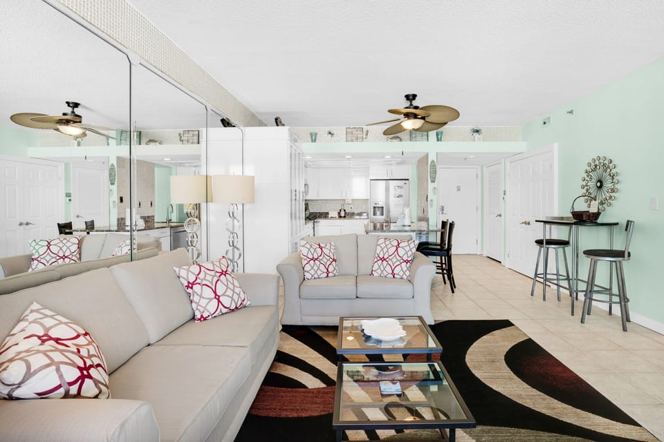 Living room to kitchen view