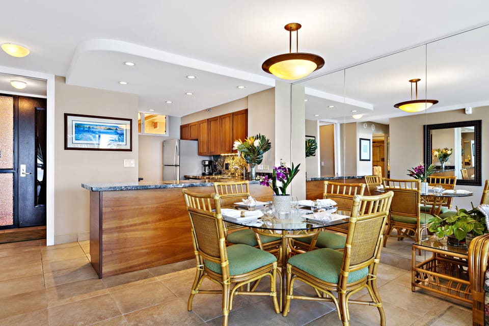 Indoor dining area for four