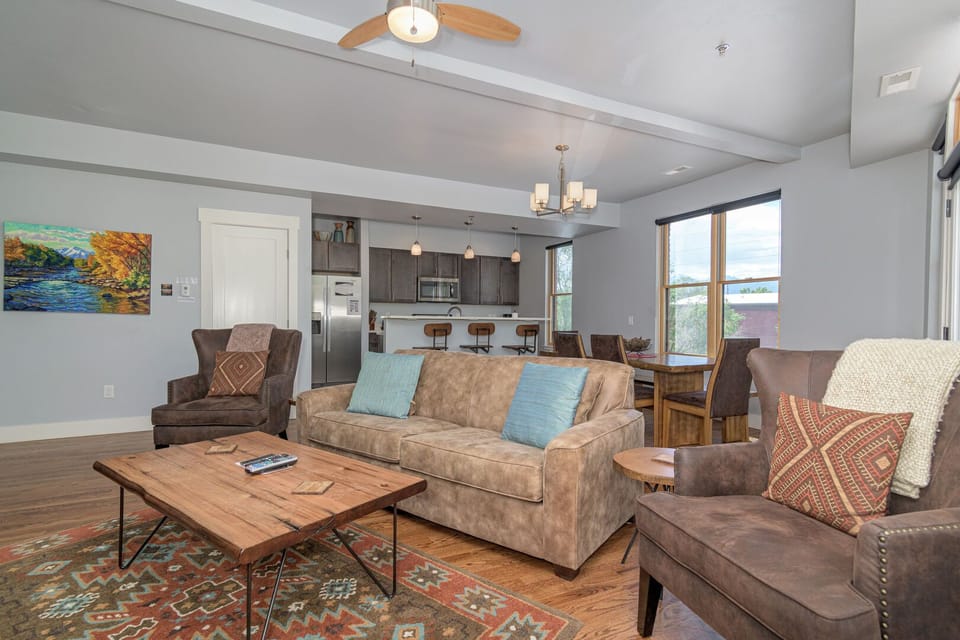 ~Open concept kitchen and living area