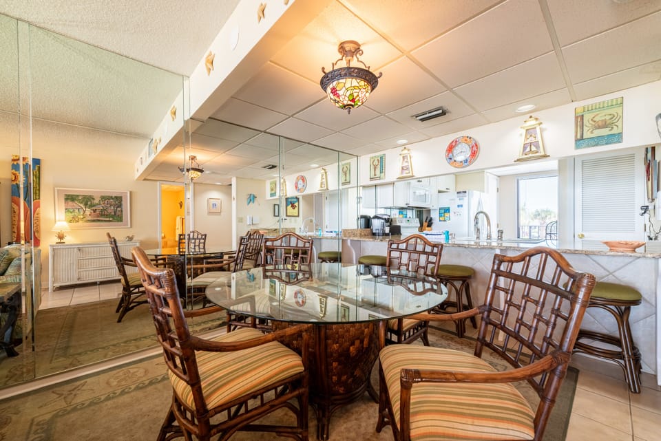 The kitchen table is great for dining AND for board games & playing cards, too!
