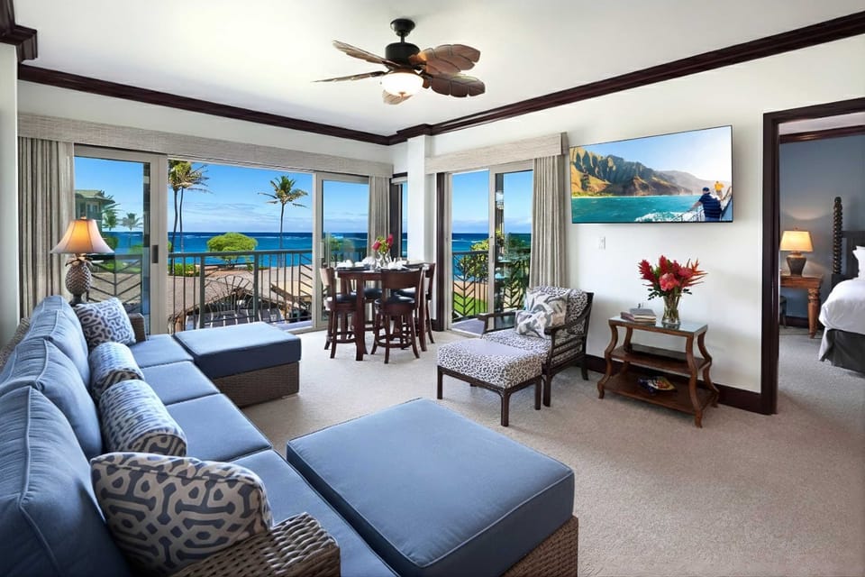 Bright open living room - ocean views & island comfort for your ohana