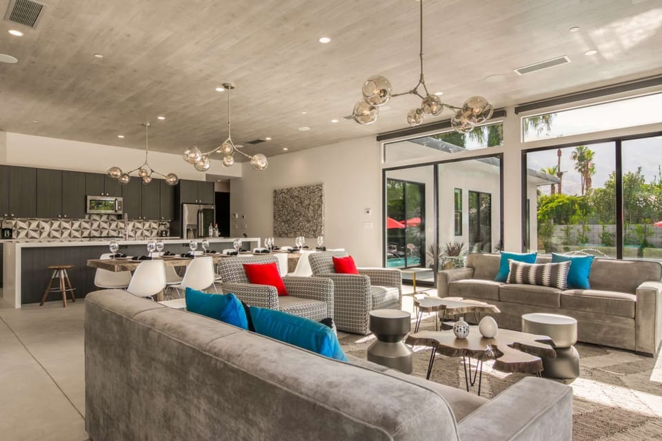 Massive Open Plan Great Room with Living, Dining and Kitchen