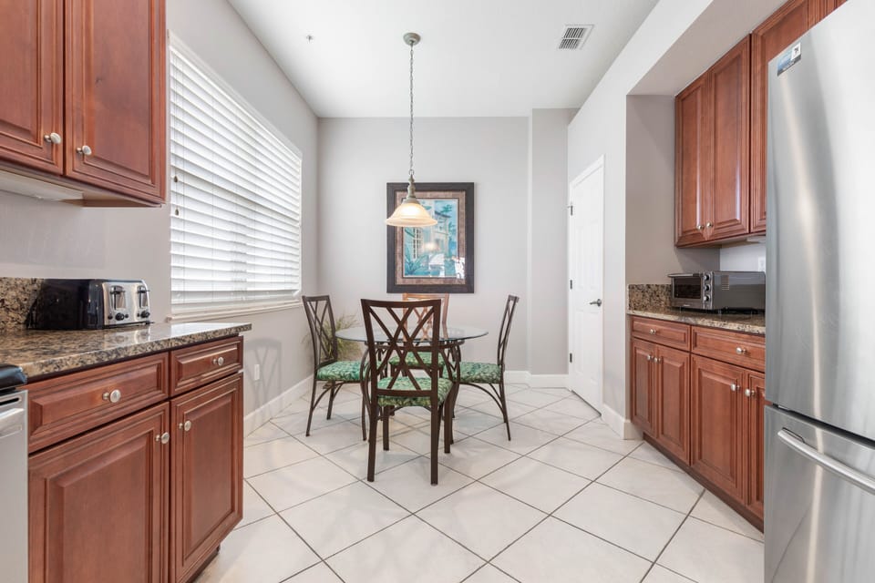 The breakfast nook by the window is an idea place to sip your morning coffee before you hit the beach for the day.