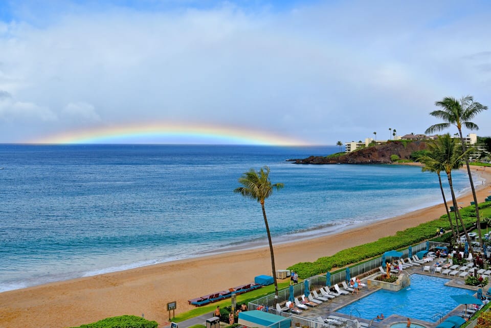 View the pool & Kaanapali Beach including the cliff dive ceremony at Sheraton 