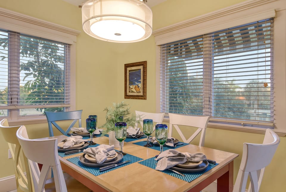 Dining Room Light and bright with views.