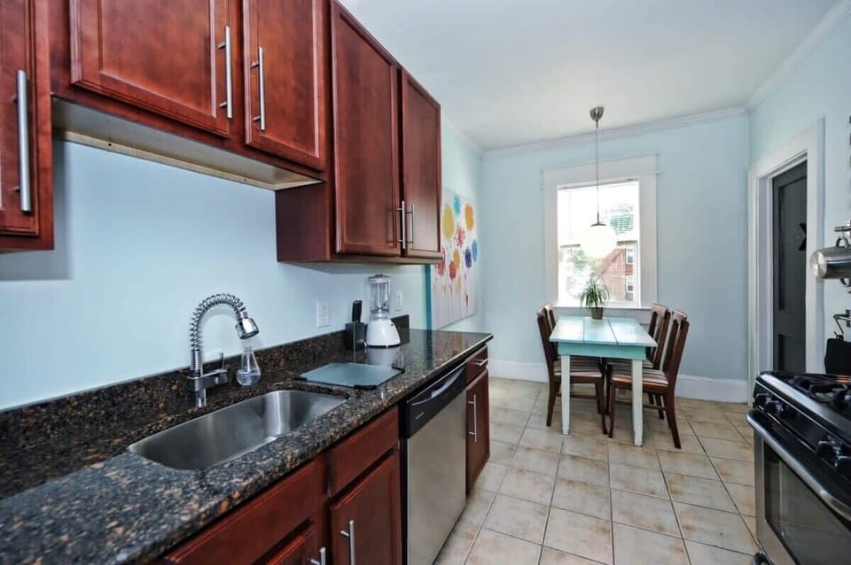 View of the dining are from the kitchen