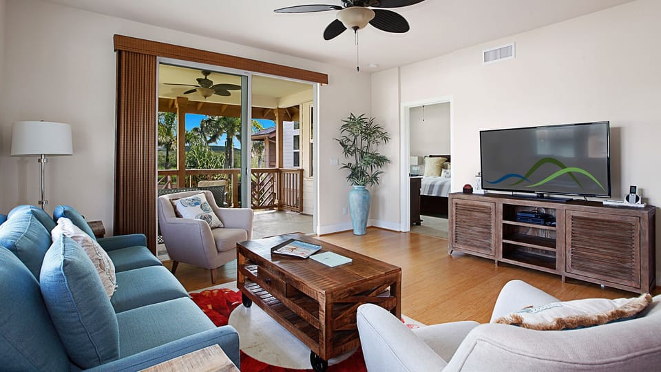 Pili Mai Resort at Poipu #15C - Living Room & Lanai View - Parrish Kauai