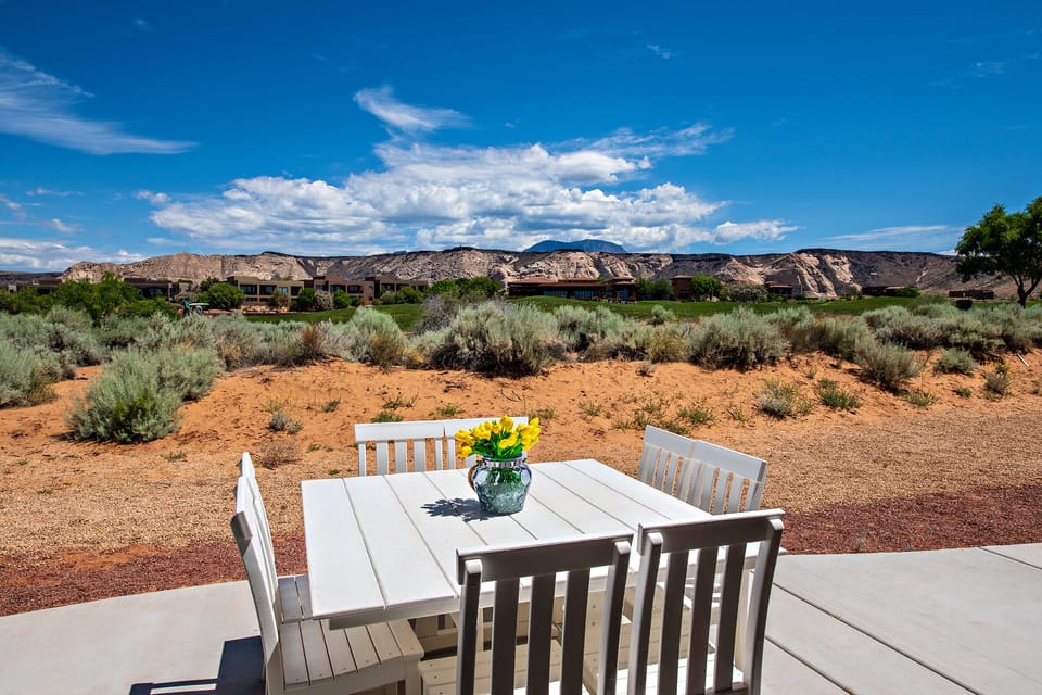 Back Patio View - Enjoy a relaxing sunrise or sunset on the Back Patio which is located on the 18th hole at The Ledges Golf Club.
