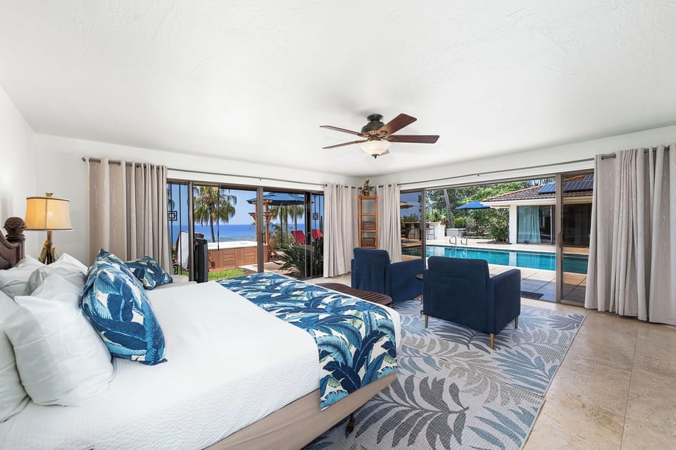 Primary Bedroom with Ocean and Pool Views