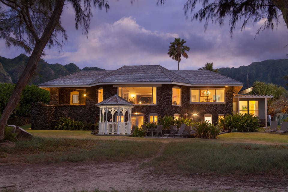 House at dusk from beachside