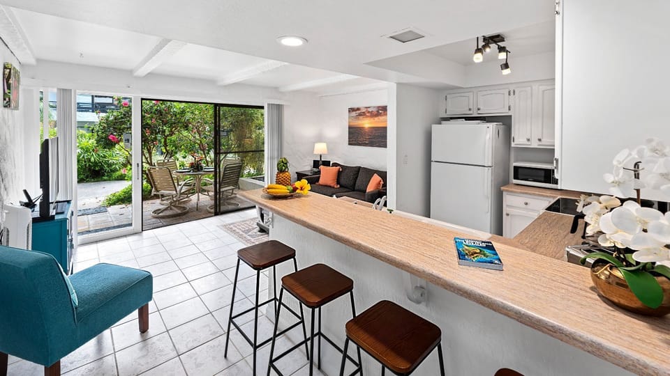 Kitchen Area with bar-style seating.