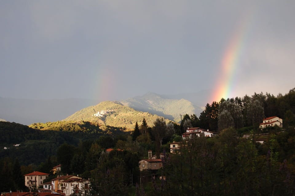 Panoramic view with rainbow