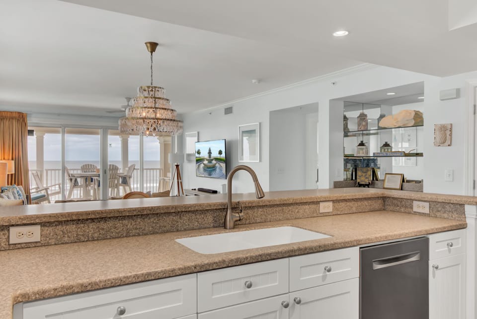 Spacious countertop for easy meal preparation.