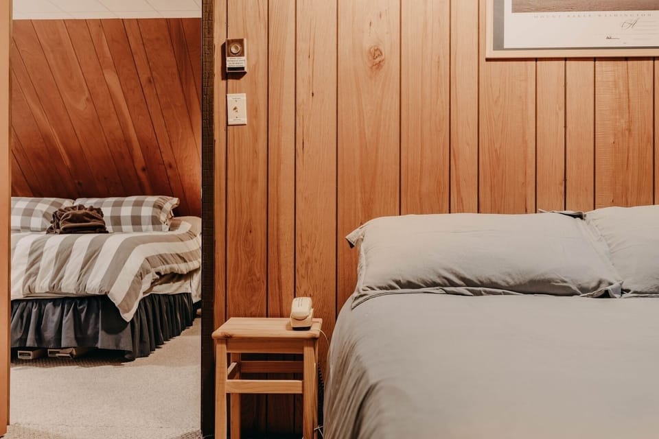 Indoors, Hardwood, Stained Wood, Bed, Furniture