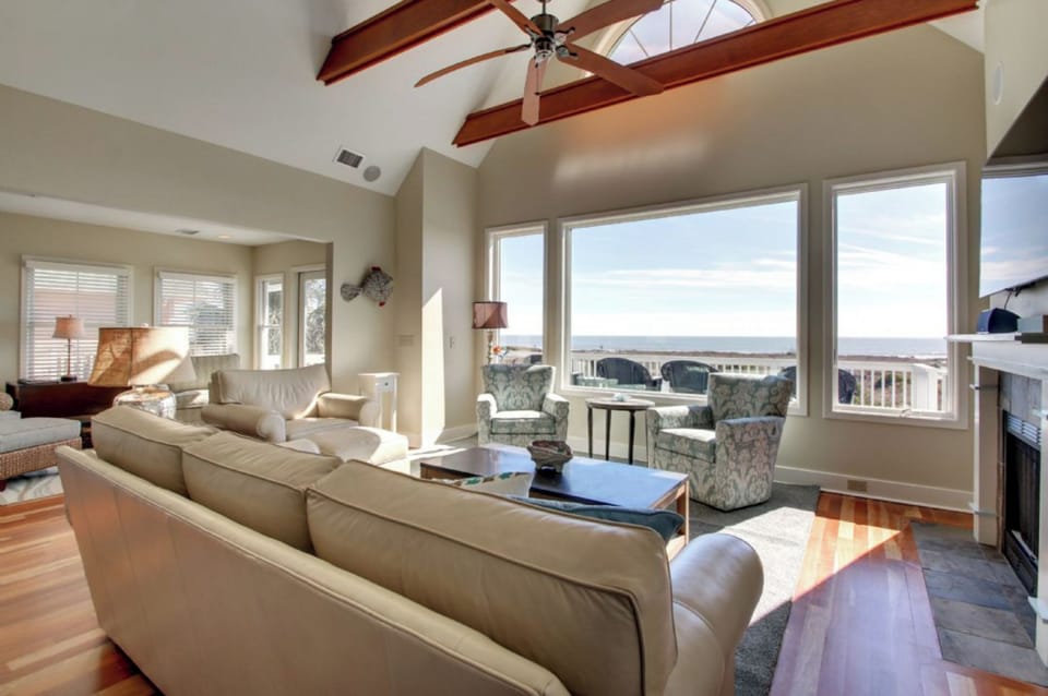 Spacious living room with amazing ocean views.