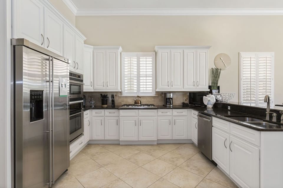 Fully equipped kitchen with stainless steel appliances