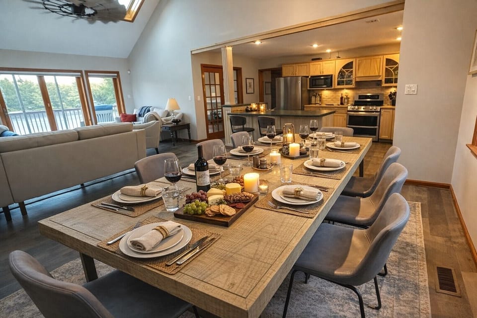 Sophisticated dinner setting in modern home