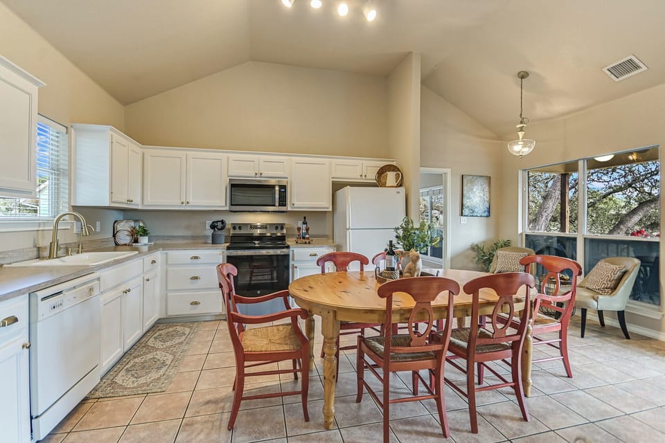 View of the kitchen and eating area
