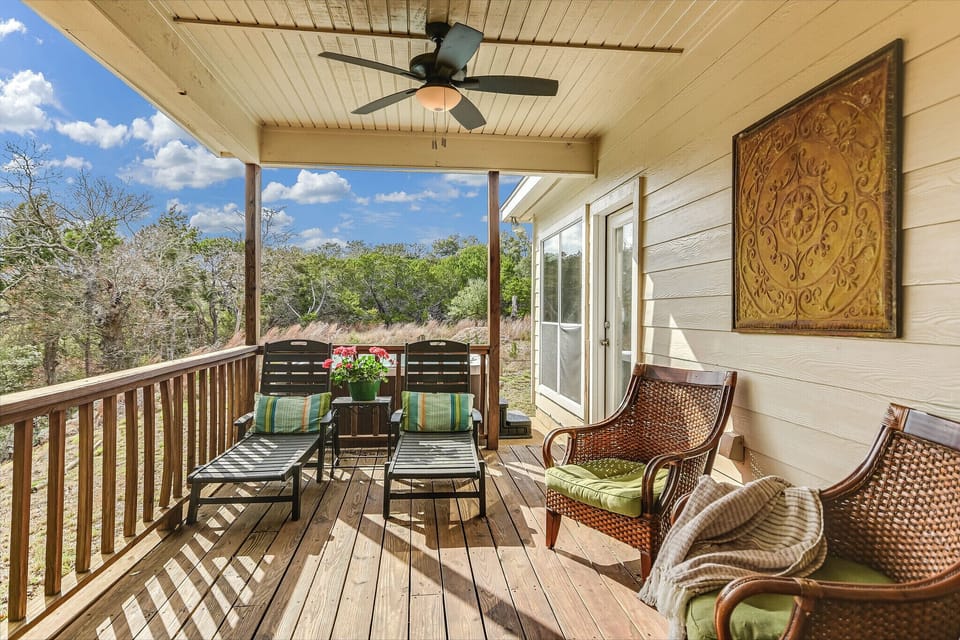 Relax on the private covered deck