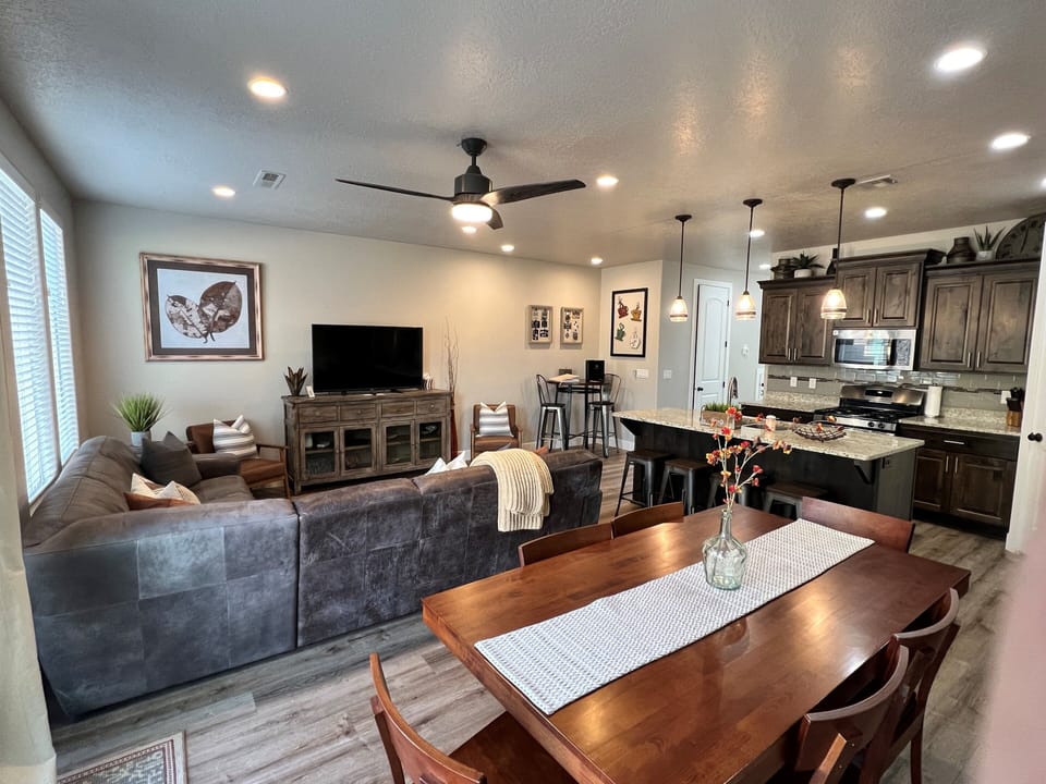 Dining Table View - Beautiful view from the dining table showing the living room and kitchen.
