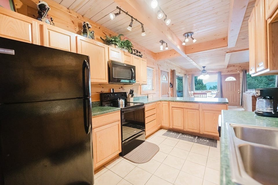 Indoors, Kitchen, Microwave, Oven, Refrigerator