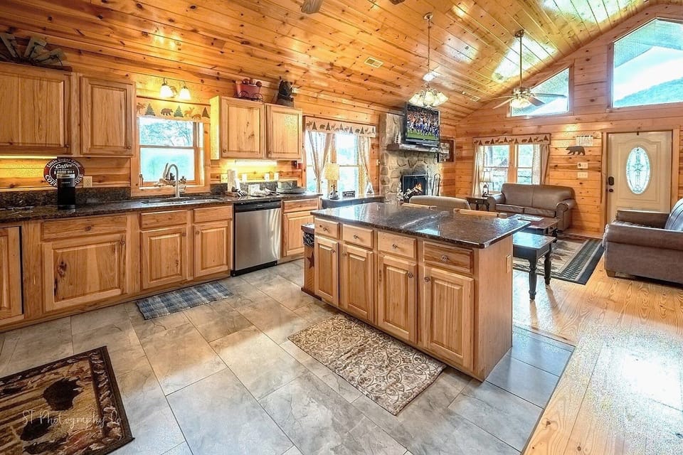 Indoors, Hardwood, Stained Wood, Floor, Kitchen