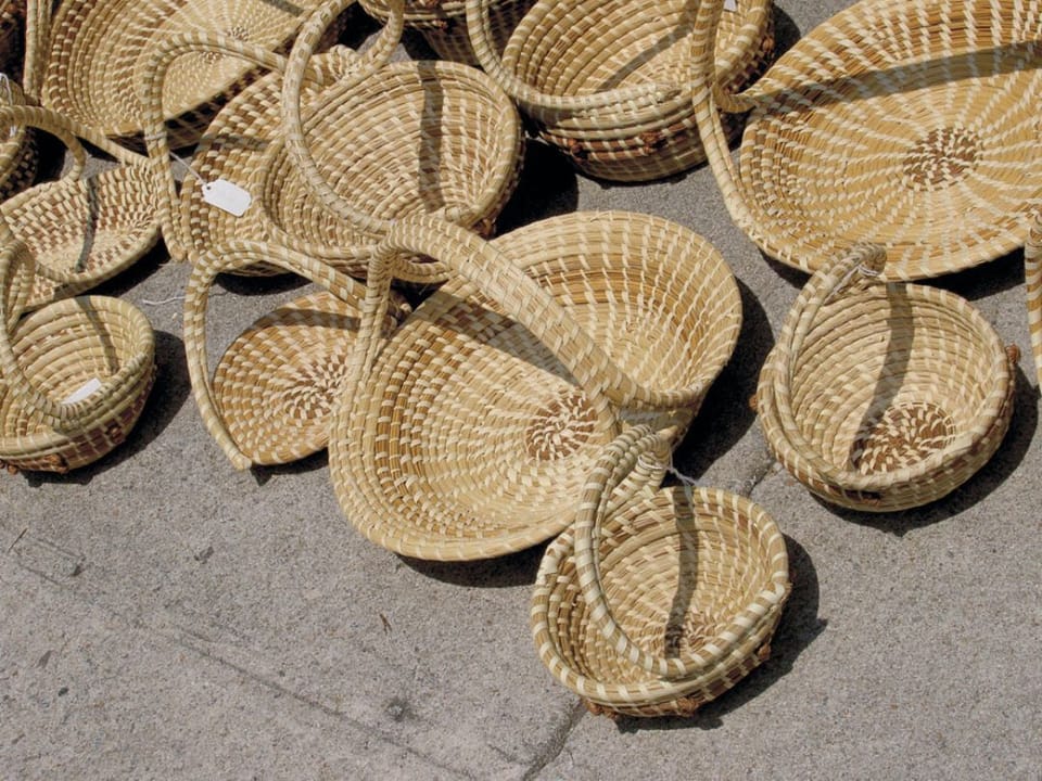 Sweetgrass baskets from the historic market.