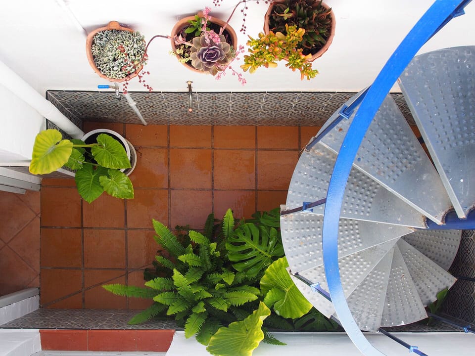 Andalucian patio, access to roof terrace