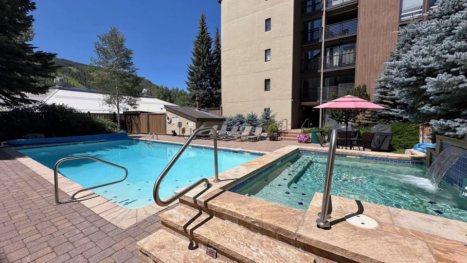View to Vail Mountain from the outdoor pool and hot tub.
