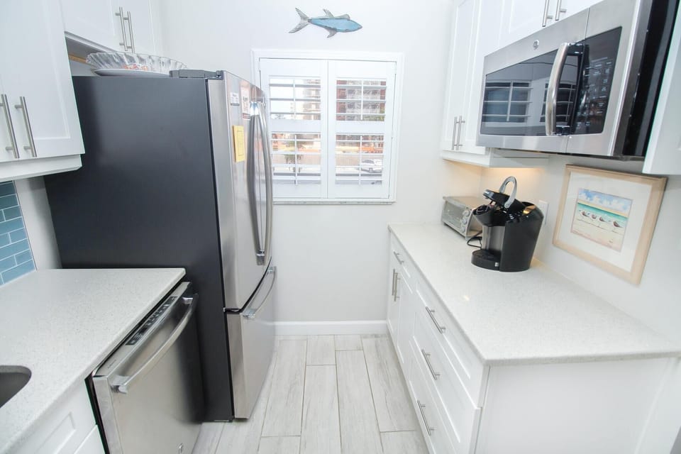 Stainless steel appliances in kitchen
