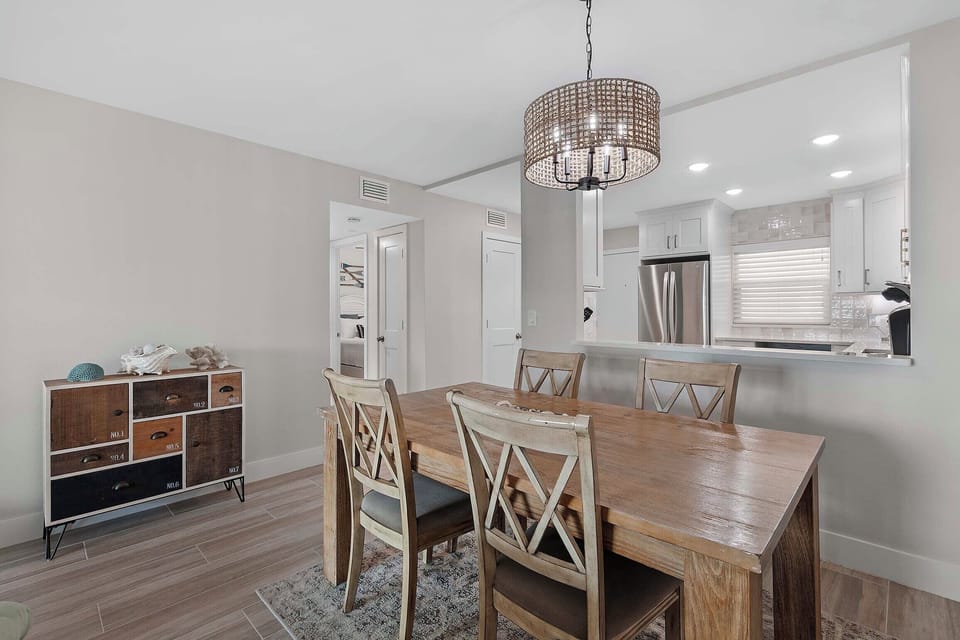 Dining table with seating for four