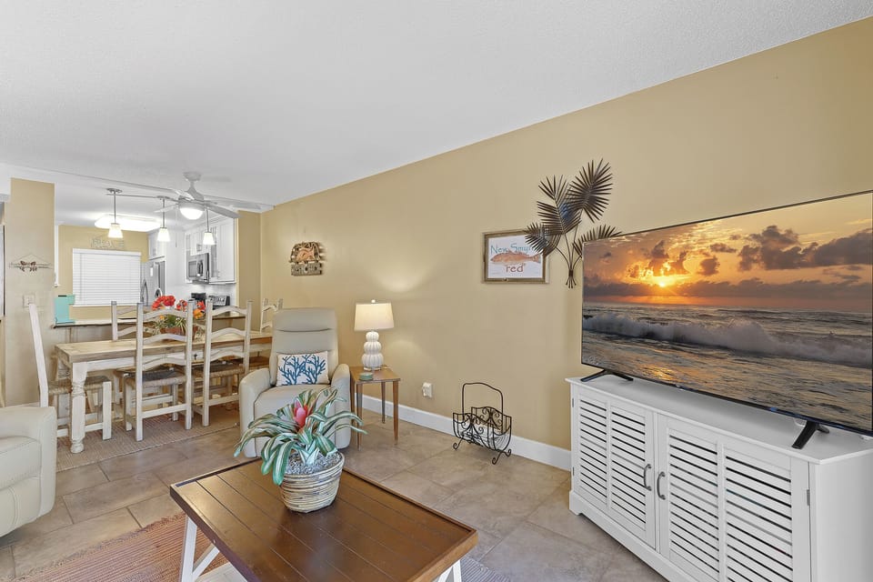 Enjoy a movie on the flat screen TV