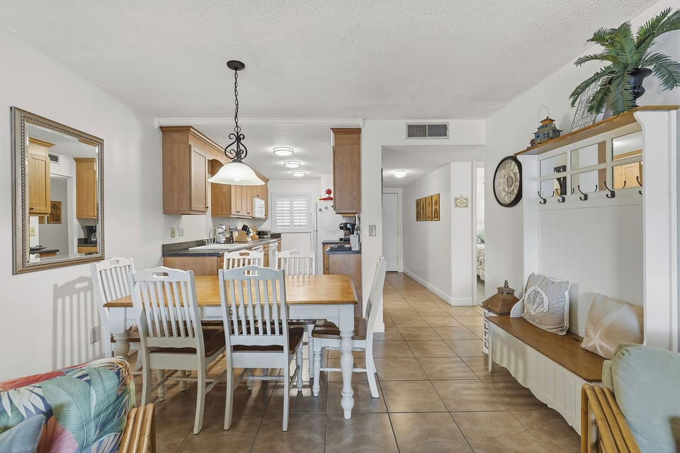 Dining table to kitchen view