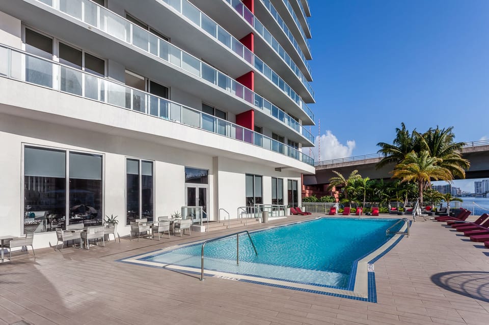 Infiniti Pool located right in front of the intracoastal waterway.