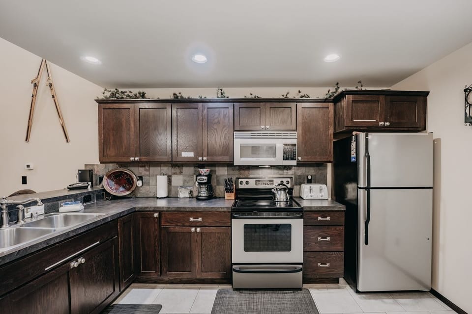 Indoors, Kitchen, Refrigerator, Sink, Microwave