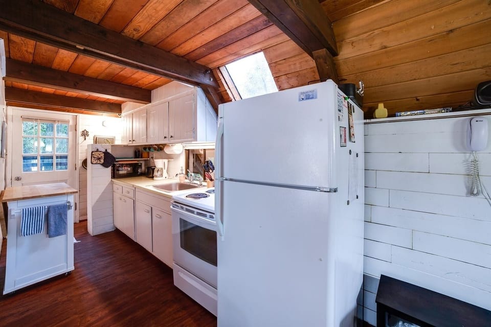 Indoors, Hardwood, Stained Wood, Refrigerator, Kitchen