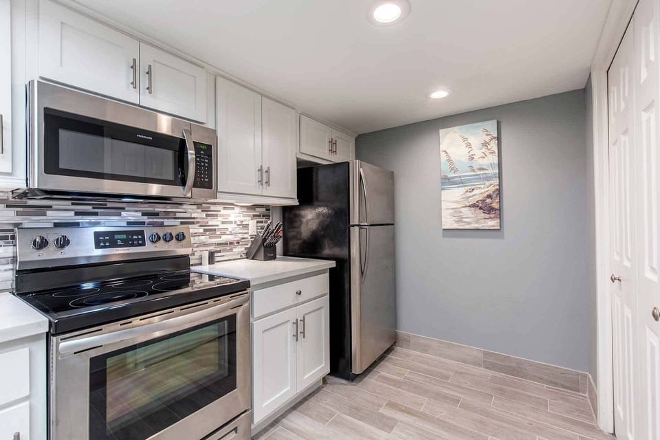 The kitchen is equipped with everything you need for preparing delicious meals.