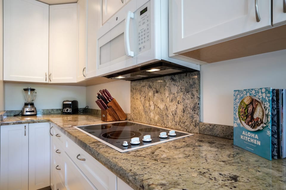 Kitchen equipped with all the home chef will need for meals in