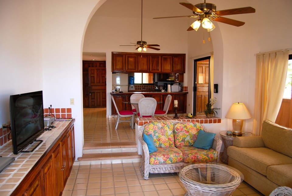 Living Room - Looking into the condo from the beachfront terrace.